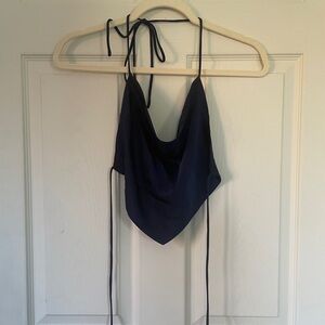 Cowl neck handkerchief crop top